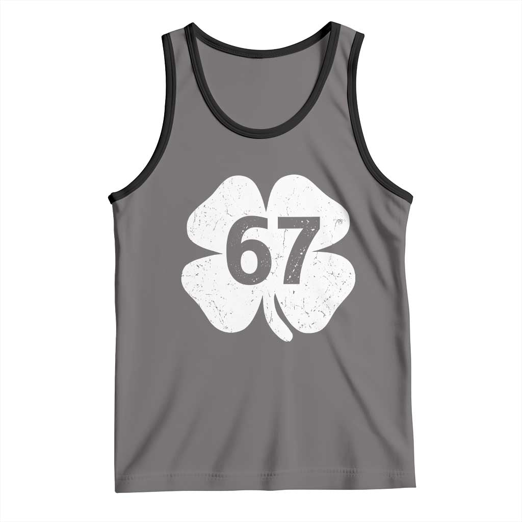 Funny Irish St Patricks Day Shamrock 67 Tank Top Six Seven 6 7 Meme Gen Alpha Slang TS10 Deep Heather Black Print Your Wear