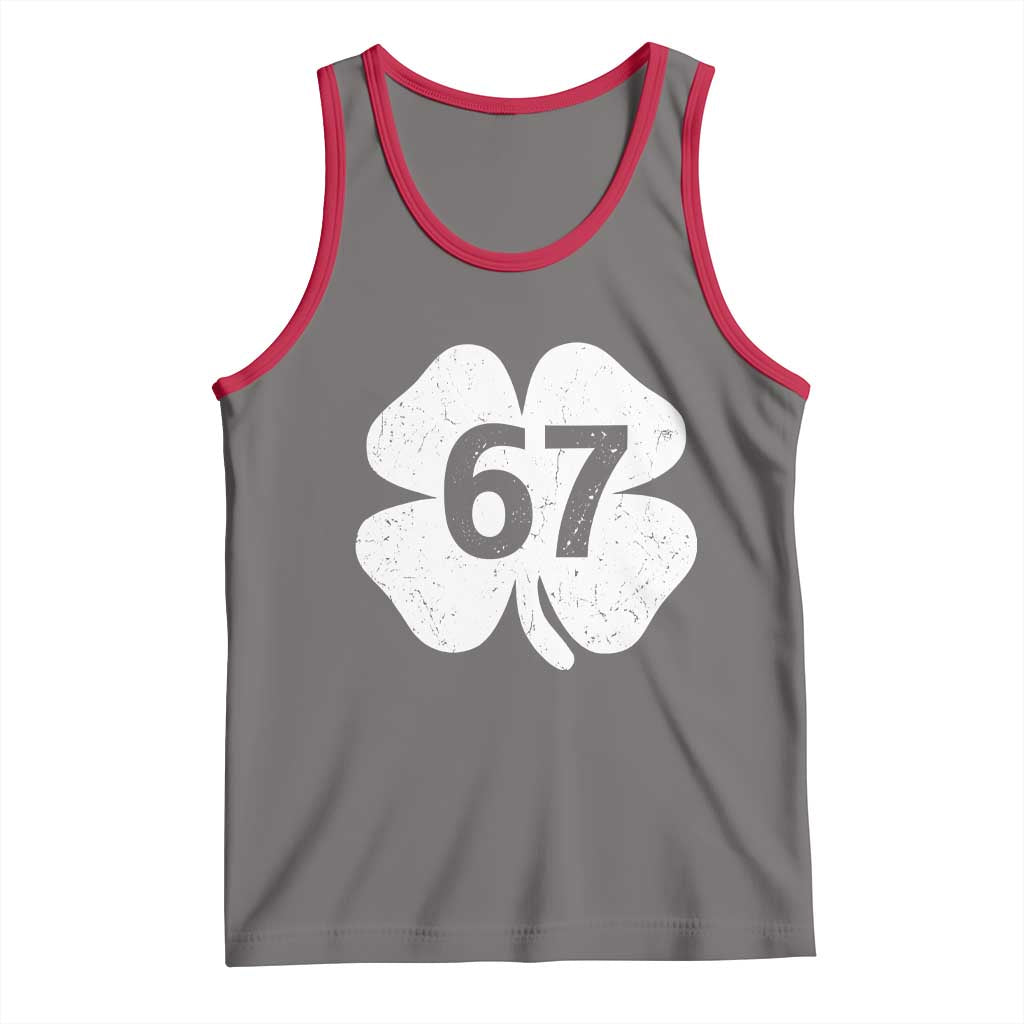 Funny Irish St Patricks Day Shamrock 67 Tank Top Six Seven 6 7 Meme Gen Alpha Slang TS10 Deep Heather Red Print Your Wear