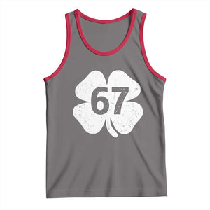 Funny Irish St Patricks Day Shamrock 67 Tank Top Six Seven 6 7 Meme Gen Alpha Slang TS10 Deep Heather Red Print Your Wear