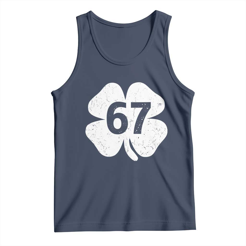 Funny Irish St Patricks Day Shamrock 67 Tank Top Six Seven 6 7 Meme Gen Alpha Slang TS10 Navy Print Your Wear