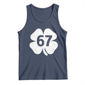 Funny Irish St Patricks Day Shamrock 67 Tank Top Six Seven 6 7 Meme Gen Alpha Slang TS10 Navy Print Your Wear