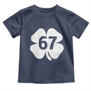Funny Irish St Patricks Day Shamrock 67 Toddler T Shirt Six Seven 6 7 Meme Gen Alpha Slang TS10 Navy Print Your Wear