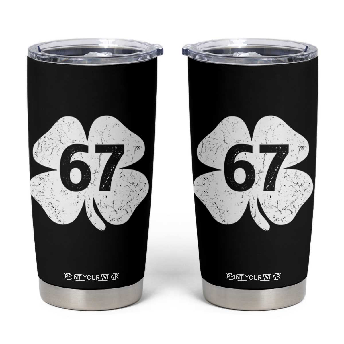 Funny Irish St Patricks Day Shamrock 67 Tumbler Cup Six Seven 6 7 Meme Gen Alpha Slang TS10 Black Print Your Wear