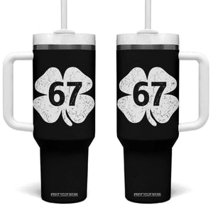 Funny Irish St Patricks Day Shamrock 67 Tumbler With Handle Six Seven 6 7 Meme Gen Alpha Slang TS10 One Size: 40 oz Black Print Your Wear