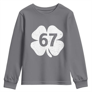Funny Irish St Patricks Day Shamrock 67 Youth Sweatshirt Six Seven 6 7 Meme Gen Alpha Slang TS10 Charcoal Print Your Wear