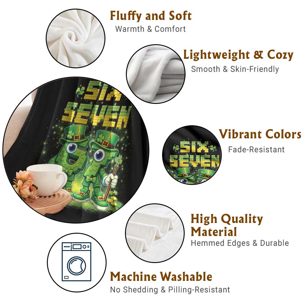 Funny Irish St Patricks Day 67 Throw Blanket Six Seven Brainrot Italian Gaming 6 7 Meme Gen Alpha Slang TS10 Print Your Wear