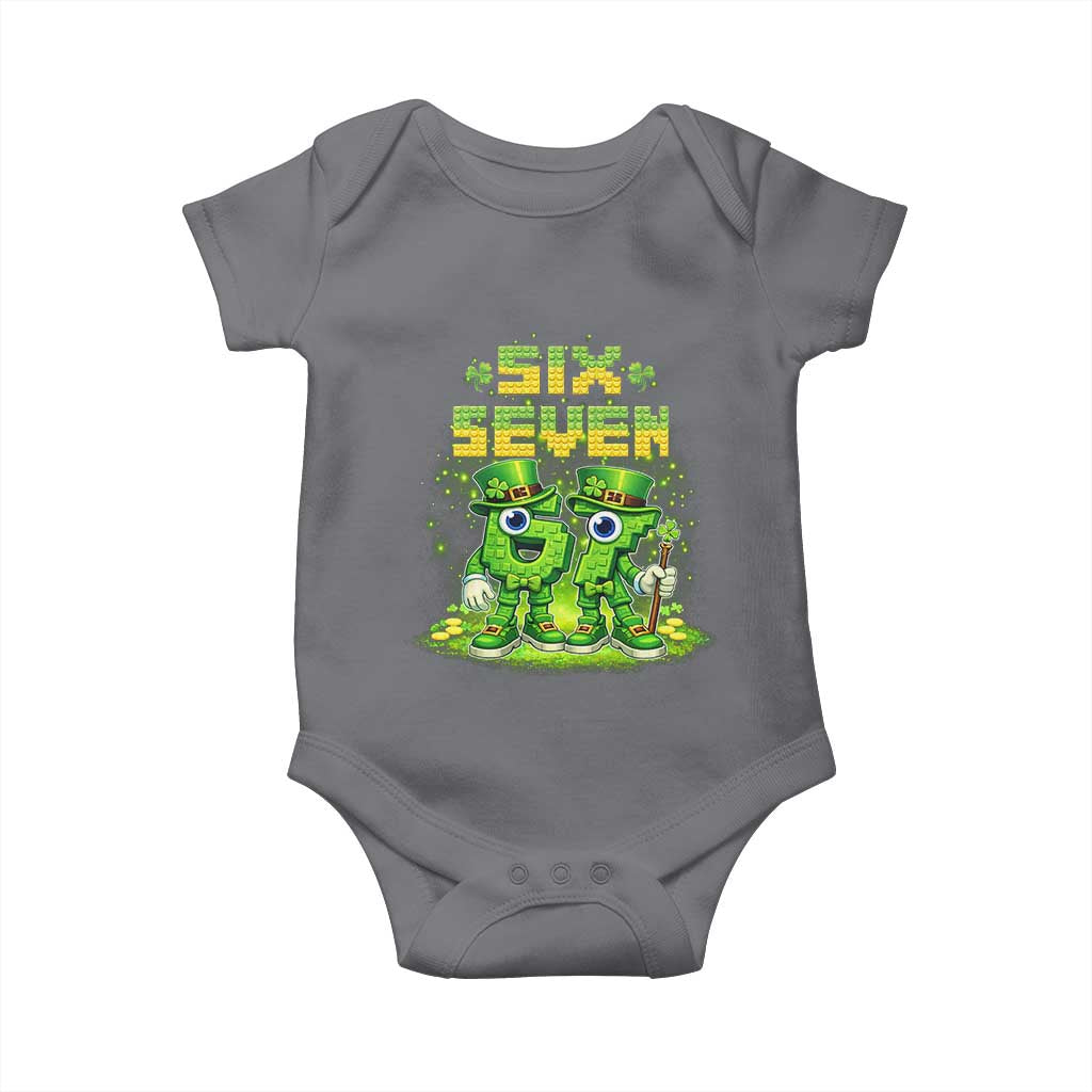 Funny Irish St Patricks Day 67 Baby Onesie Six Seven Brainrot Italian Gaming 6 7 Meme Gen Alpha Slang TS10 Charcoal Print Your Wear