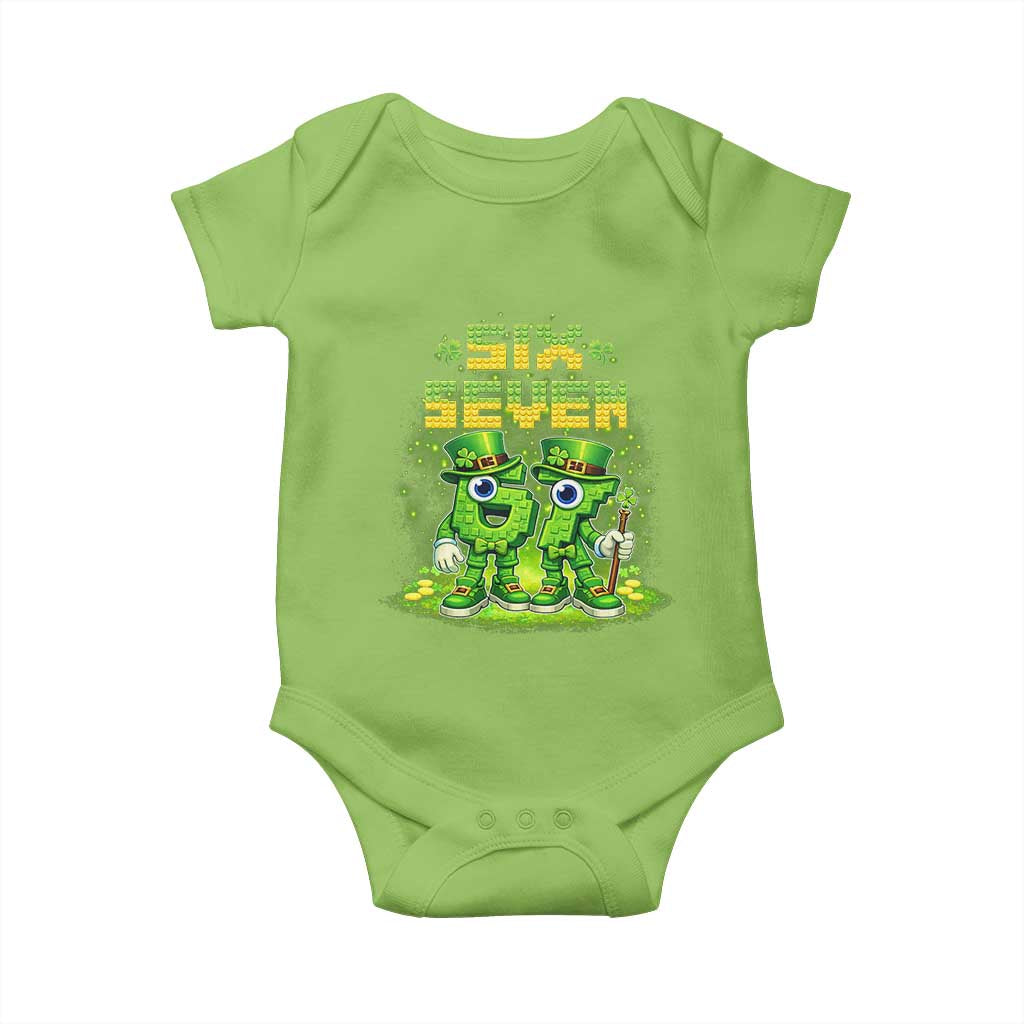Funny Irish St Patricks Day 67 Baby Onesie Six Seven Brainrot Italian Gaming 6 7 Meme Gen Alpha Slang TS10 Lime Print Your Wear