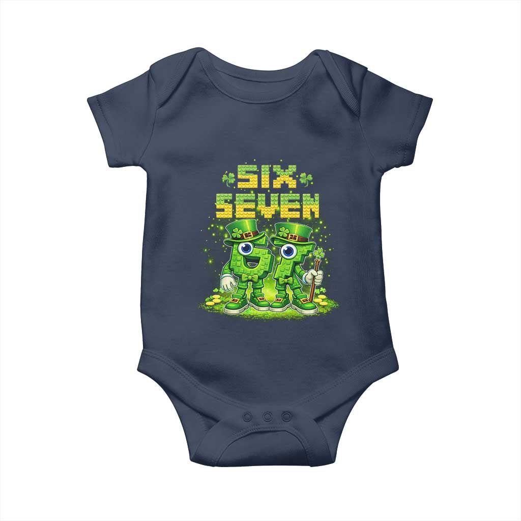 Funny Irish St Patricks Day 67 Baby Onesie Six Seven Brainrot Italian Gaming 6 7 Meme Gen Alpha Slang TS10 Navy Print Your Wear