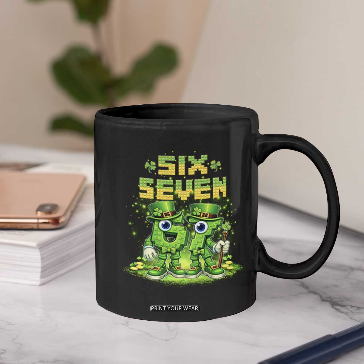 Funny Irish St Patricks Day 67 Coffee Mug Six Seven Brainrot Italian Gaming 6 7 Meme Gen Alpha Slang TS10 Print Your Wear