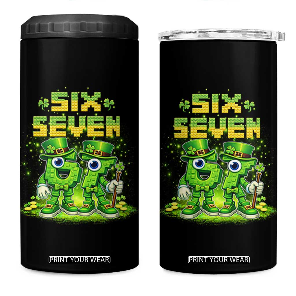 Funny Irish St Patricks Day 67 4 in 1 Can Cooler Tumbler Six Seven Brainrot Italian Gaming 6 7 Meme Gen Alpha Slang TS10 One Size: 16 oz Black Print Your Wear