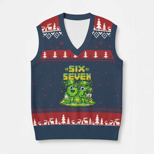 Funny Irish St Patricks Day 67 V-Neck Knit Sweater Vest Six Seven Brainrot Italian Gaming 6 7 Meme Gen Alpha Slang TS10 Navy Red Print Your Wear