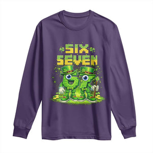 Funny Irish St Patricks Day 67 Long Sleeve Shirt Six Seven Brainrot Italian Gaming 6 7 Meme Gen Alpha Slang TS10 Purple Print Your Wear
