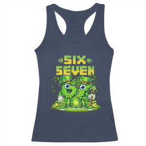 Funny Irish St Patricks Day 67 Racerback Tank Top Six Seven Brainrot Italian Gaming 6 7 Meme Gen Alpha Slang TS10 Navy Print Your Wear