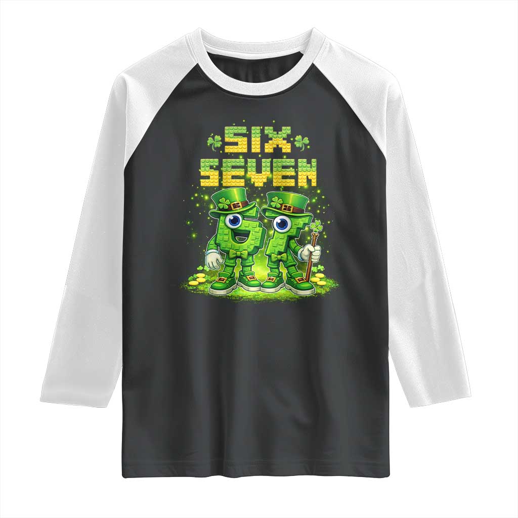 Funny Irish St Patricks Day 67 Raglan Shirt Six Seven Brainrot Italian Gaming 6 7 Meme Gen Alpha Slang TS10 Black White Print Your Wear