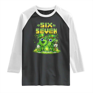 Funny Irish St Patricks Day 67 Raglan Shirt Six Seven Brainrot Italian Gaming 6 7 Meme Gen Alpha Slang TS10 Black White Print Your Wear