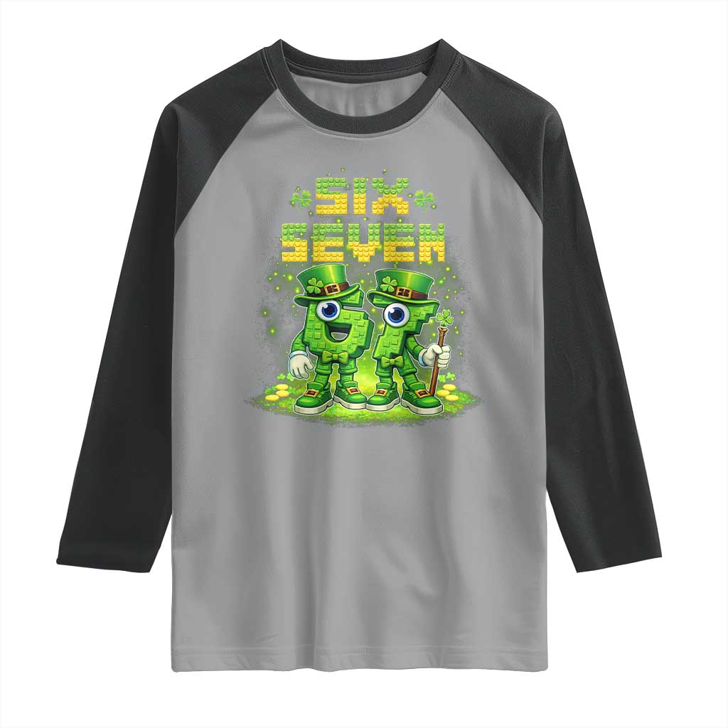 Funny Irish St Patricks Day 67 Raglan Shirt Six Seven Brainrot Italian Gaming 6 7 Meme Gen Alpha Slang TS10 Sport Gray Black Print Your Wear