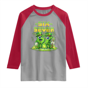 Funny Irish St Patricks Day 67 Raglan Shirt Six Seven Brainrot Italian Gaming 6 7 Meme Gen Alpha Slang TS10 Sport Gray Red Print Your Wear
