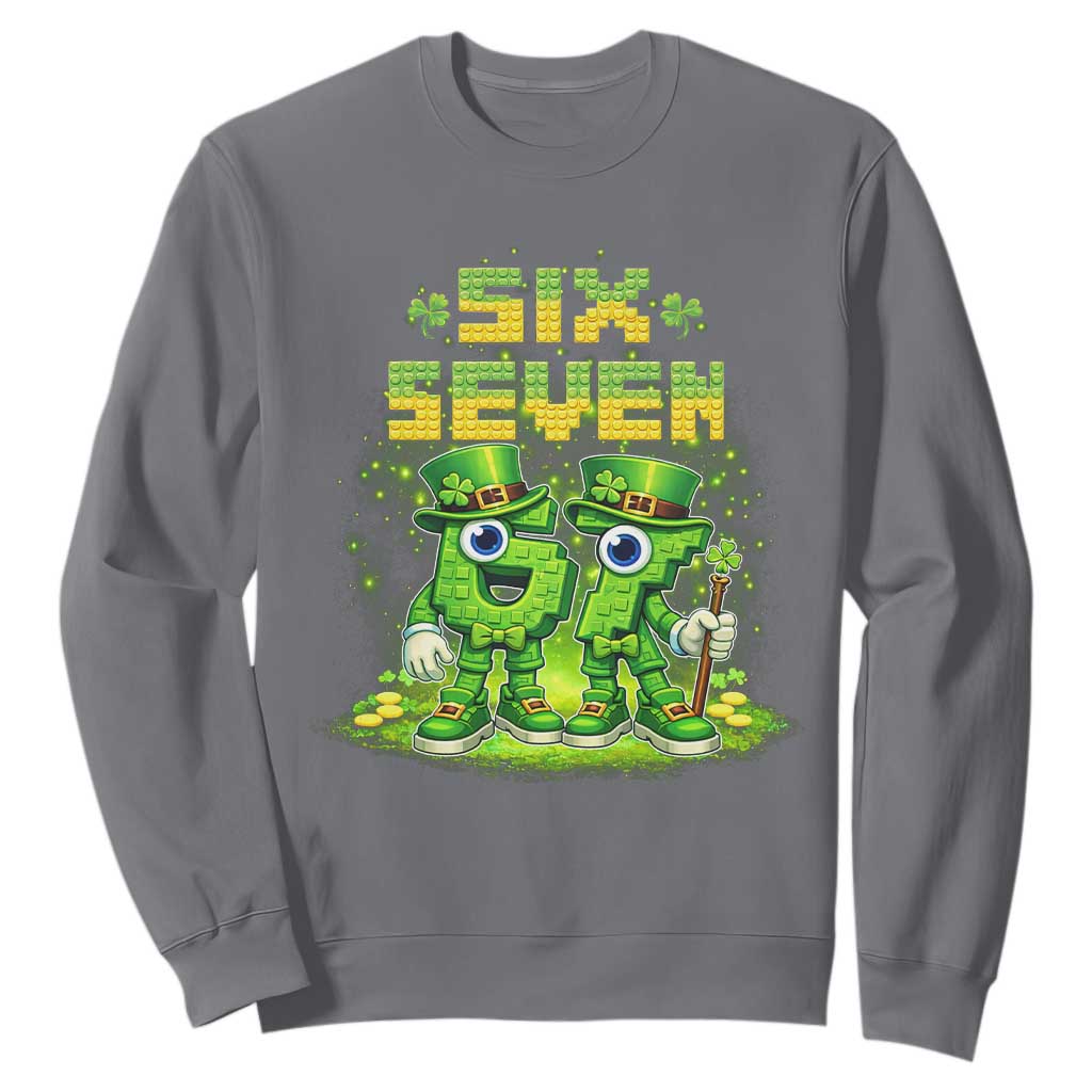 Funny Irish St Patricks Day 67 Sweatshirt Six Seven Brainrot Italian Gaming 6 7 Meme Gen Alpha Slang TS10 Charcoal Print Your Wear