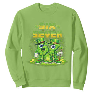 Funny Irish St Patricks Day 67 Sweatshirt Six Seven Brainrot Italian Gaming 6 7 Meme Gen Alpha Slang TS10 Lime Print Your Wear