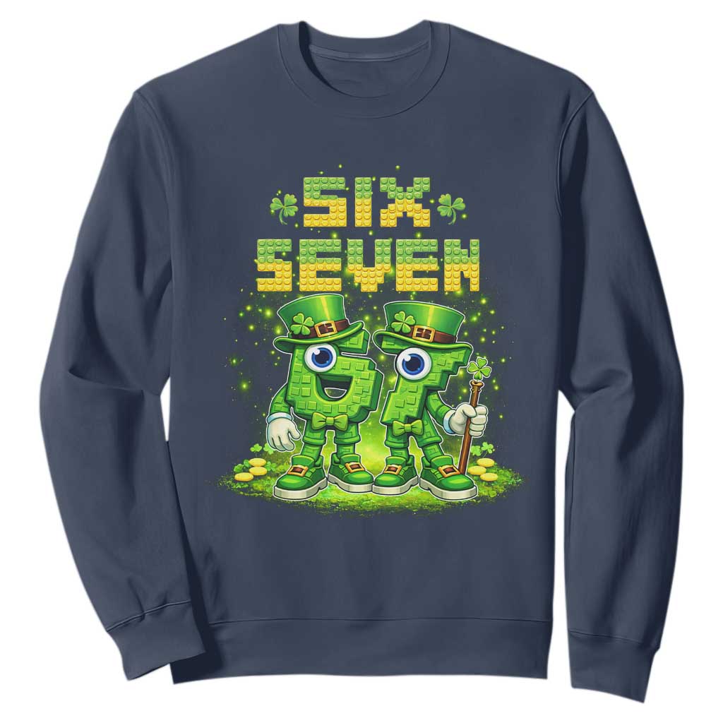 Funny Irish St Patricks Day 67 Sweatshirt Six Seven Brainrot Italian Gaming 6 7 Meme Gen Alpha Slang TS10 Navy Print Your Wear