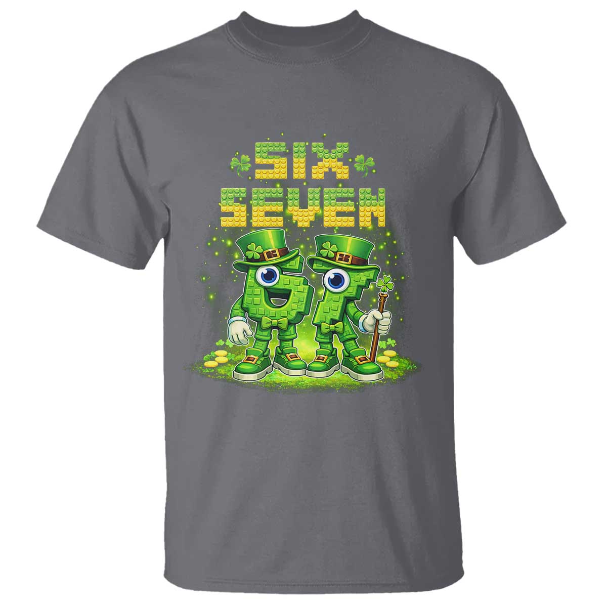 Funny Irish St Patricks Day 67 T Shirt Six Seven Brainrot Italian Gaming 6 7 Meme Gen Alpha Slang TS10 Charcoal Print Your Wear
