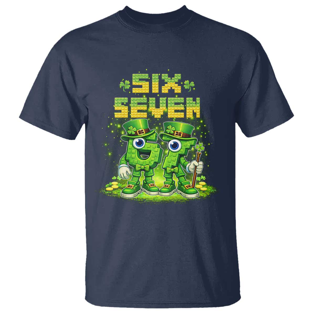 Funny Irish St Patricks Day 67 T Shirt Six Seven Brainrot Italian Gaming 6 7 Meme Gen Alpha Slang TS10 Navy Print Your Wear