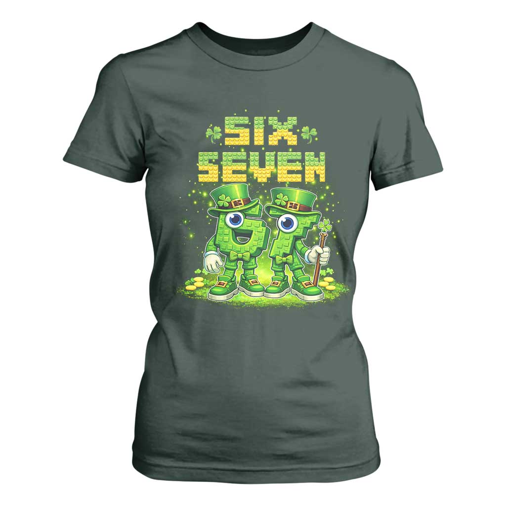 Funny Irish St Patricks Day 67 T Shirt For Women Six Seven Brainrot Italian Gaming 6 7 Meme Gen Alpha Slang TS10 Dark Forest Green Print Your Wear