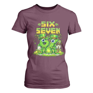 Funny Irish St Patricks Day 67 T Shirt For Women Six Seven Brainrot Italian Gaming 6 7 Meme Gen Alpha Slang TS10 Maroon Print Your Wear