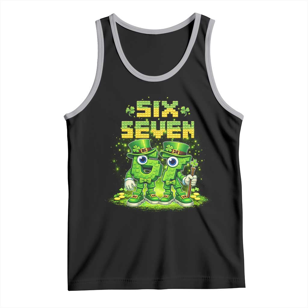 Funny Irish St Patricks Day 67 Tank Top Six Seven Brainrot Italian Gaming 6 7 Meme Gen Alpha Slang TS10 Black Athletic Heather Print Your Wear