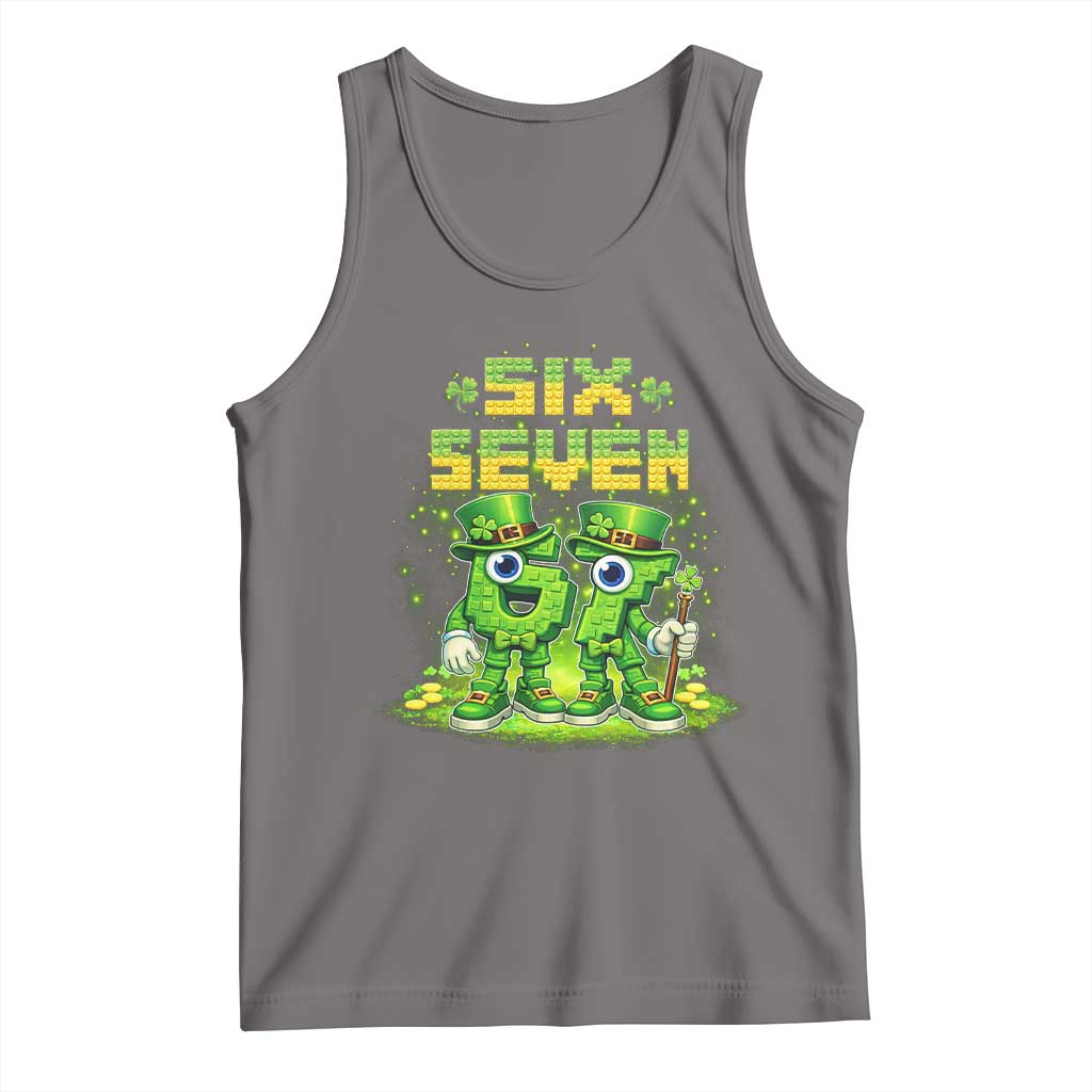 Funny Irish St Patricks Day 67 Tank Top Six Seven Brainrot Italian Gaming 6 7 Meme Gen Alpha Slang TS10 Deep Heather Print Your Wear