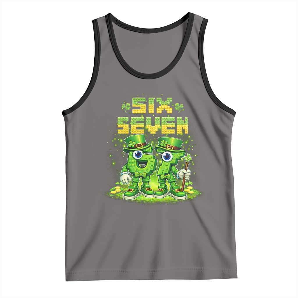 Funny Irish St Patricks Day 67 Tank Top Six Seven Brainrot Italian Gaming 6 7 Meme Gen Alpha Slang TS10 Deep Heather Black Print Your Wear