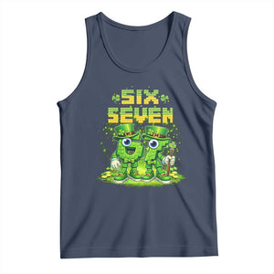 Funny Irish St Patricks Day 67 Tank Top Six Seven Brainrot Italian Gaming 6 7 Meme Gen Alpha Slang TS10 Navy Print Your Wear