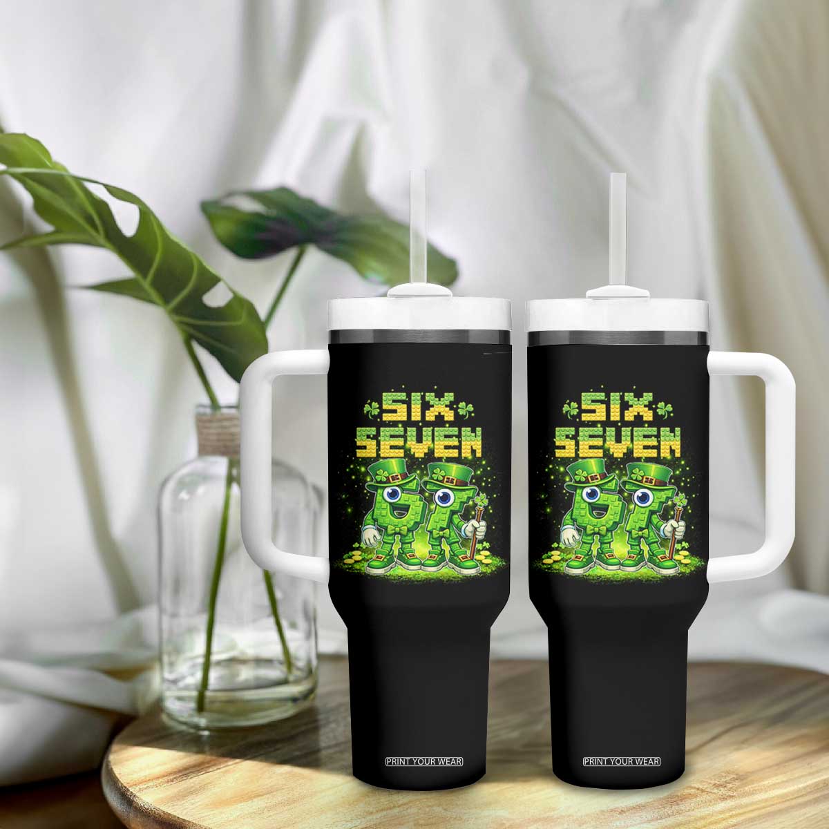 Funny Irish St Patricks Day 67 Tumbler With Handle Six Seven Brainrot Italian Gaming 6 7 Meme Gen Alpha Slang TS10 Print Your Wear