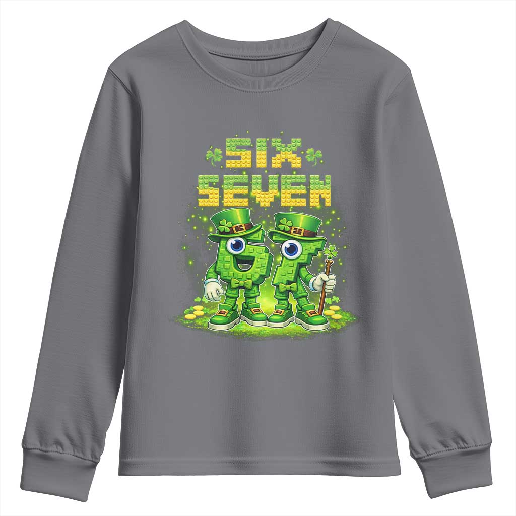 Funny Irish St Patricks Day 67 Youth Sweatshirt Six Seven Brainrot Italian Gaming 6 7 Meme Gen Alpha Slang TS10 Charcoal Print Your Wear