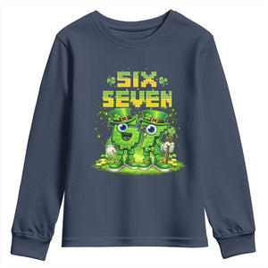Funny Irish St Patricks Day 67 Youth Sweatshirt Six Seven Brainrot Italian Gaming 6 7 Meme Gen Alpha Slang TS10 Navy Print Your Wear