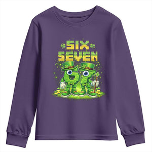 Funny Irish St Patricks Day 67 Youth Sweatshirt Six Seven Brainrot Italian Gaming 6 7 Meme Gen Alpha Slang TS10 Purple Print Your Wear