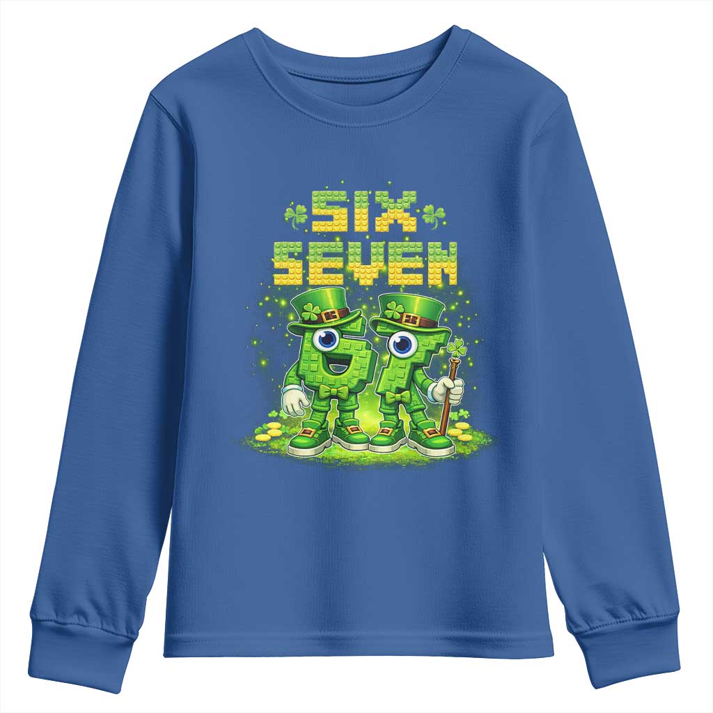 Funny Irish St Patricks Day 67 Youth Sweatshirt Six Seven Brainrot Italian Gaming 6 7 Meme Gen Alpha Slang TS10 Royal Blue Print Your Wear