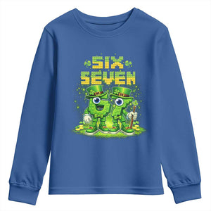 Funny Irish St Patricks Day 67 Youth Sweatshirt Six Seven Brainrot Italian Gaming 6 7 Meme Gen Alpha Slang TS10 Royal Blue Print Your Wear