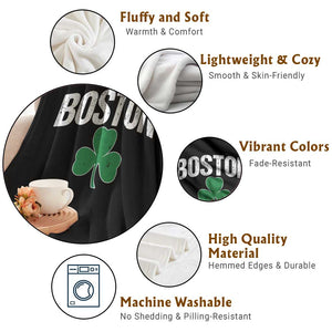 Boston Throw Blanket St Patricks Day Irish Green Shamrock Massachusetts TS10 Print Your Wear