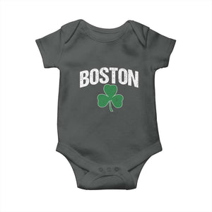 Boston Baby Onesie St Patricks Day Irish Green Shamrock Massachusetts TS10 Dark Heather Print Your Wear