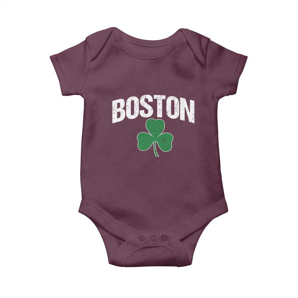 Boston Baby Onesie St Patricks Day Irish Green Shamrock Massachusetts TS10 Maroon Print Your Wear