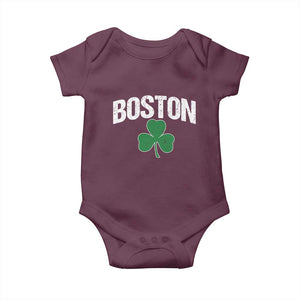 Boston Baby Onesie St Patricks Day Irish Green Shamrock Massachusetts TS10 Maroon Print Your Wear