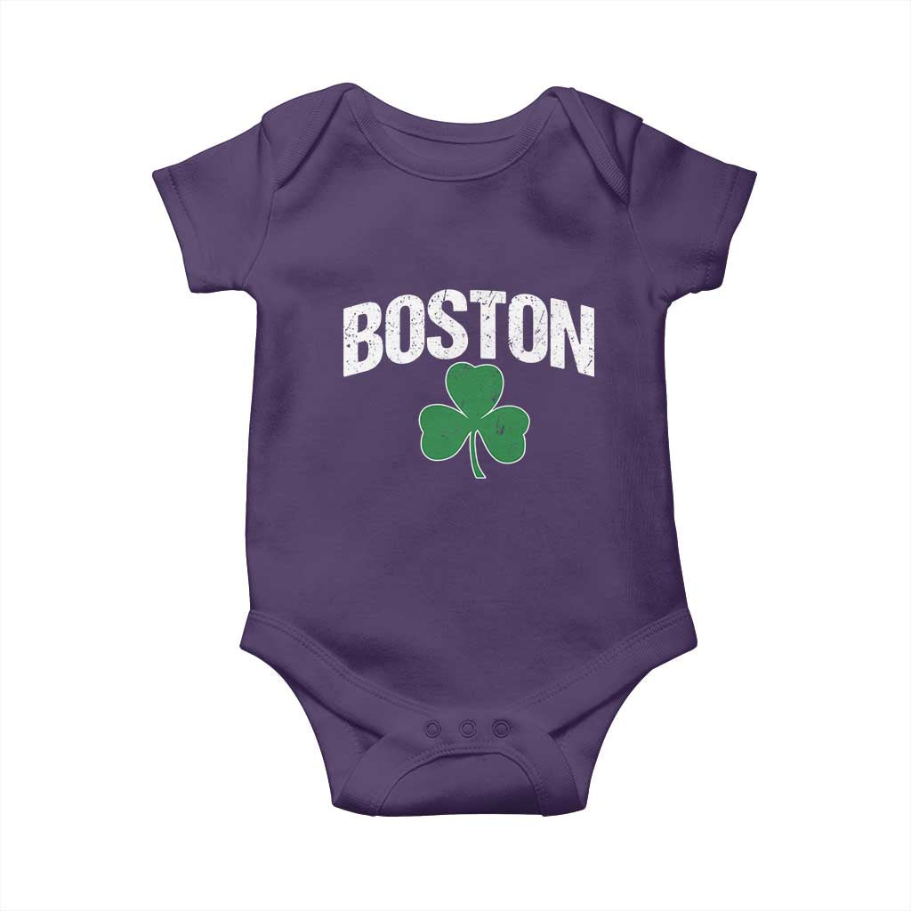 Boston Baby Onesie St Patricks Day Irish Green Shamrock Massachusetts TS10 Purple Print Your Wear