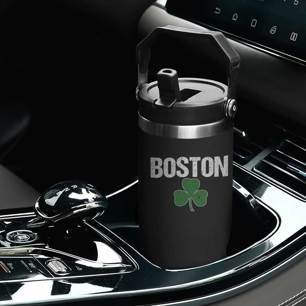 Boston Flip Straw Tumbler St Patricks Day Irish Green Shamrock Massachusetts TS10 Print Your Wear