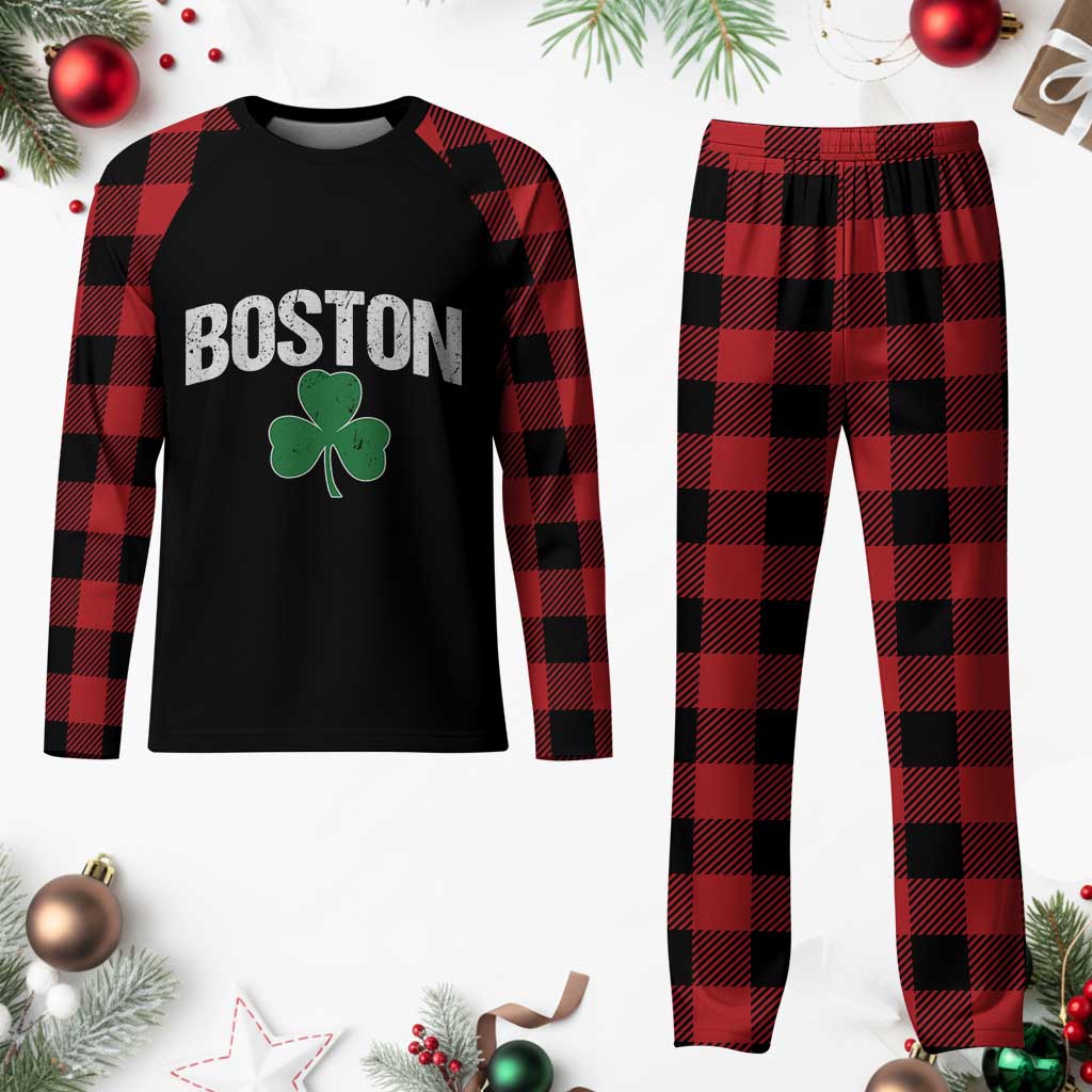 Boston Plaid Pajama Set St Patricks Day Irish Green Shamrock Massachusetts TS10 Buffalo Plaid Print Your Wear