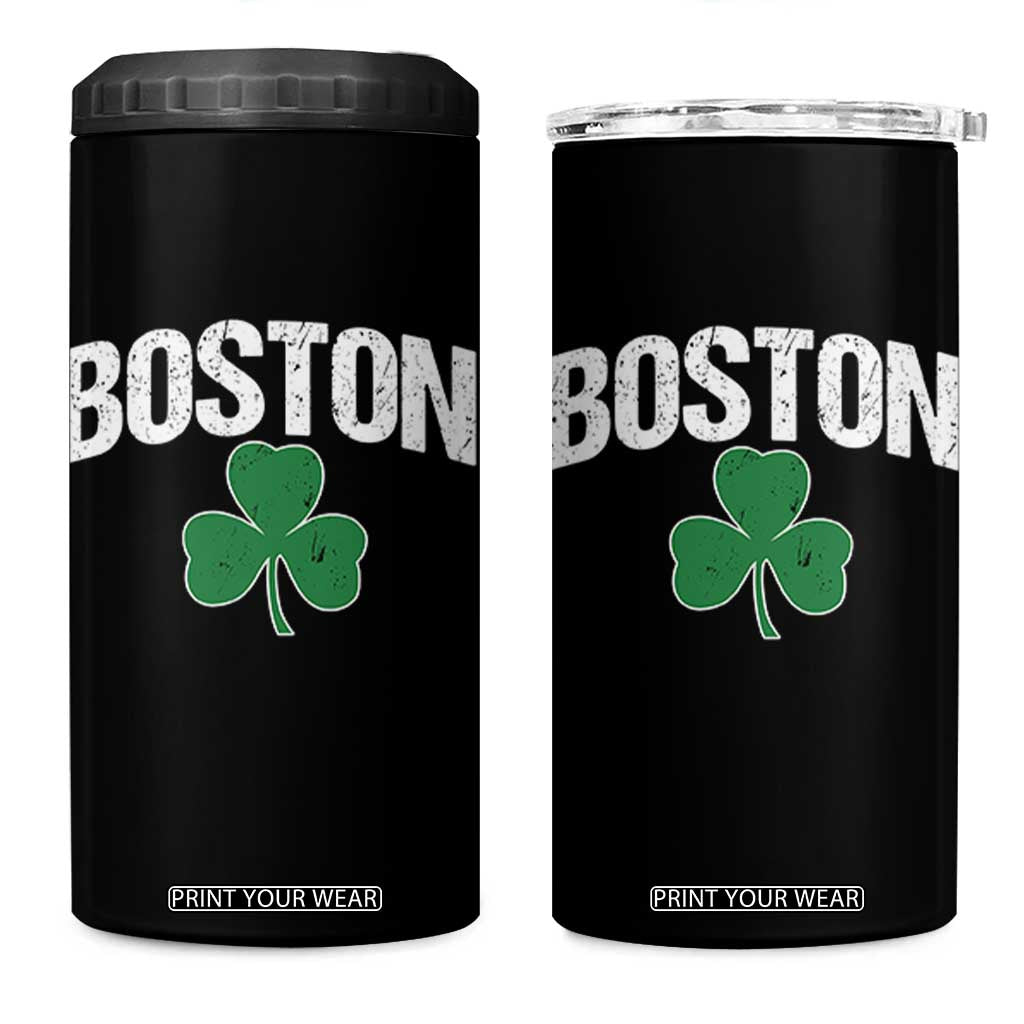 Boston 4 in 1 Can Cooler Tumbler St Patricks Day Irish Green Shamrock Massachusetts TS10 One Size: 16 oz Black Print Your Wear