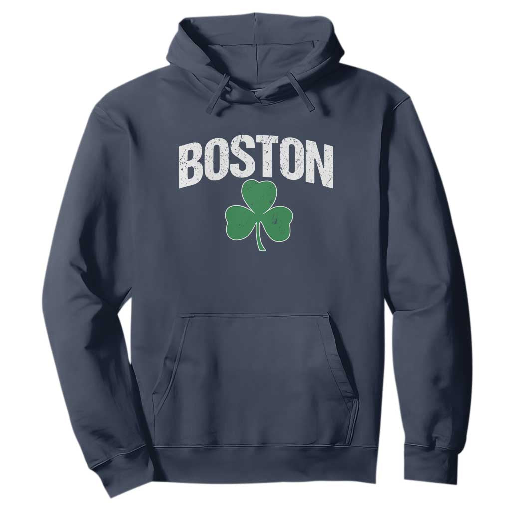 Boston Hoodie St Patricks Day Irish Green Shamrock Massachusetts TS10 Navy Print Your Wear