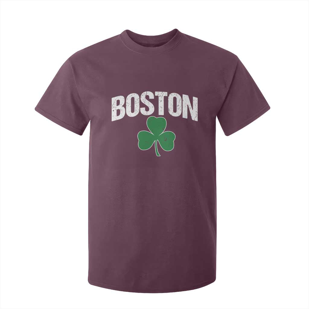 Boston T Shirt For Kid St Patricks Day Irish Green Shamrock Massachusetts TS10 Maroon Print Your Wear