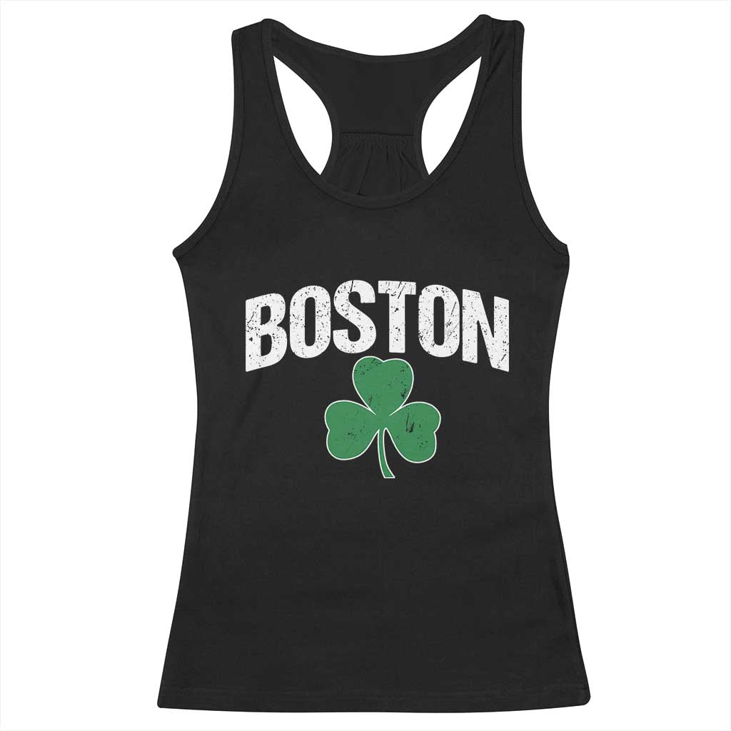 Boston Racerback Tank Top St Patricks Day Irish Green Shamrock Massachusetts TS10 Black Print Your Wear